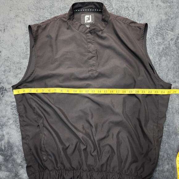 FootJoy Golf Vest Size L 1/4 Zip Button Snap Black Pullover Windbreaker - Picture 10 of 12